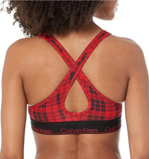 Calvin Klein Women’s Modern Cotton Lightly Lined Wireless Plaid Rouge Small