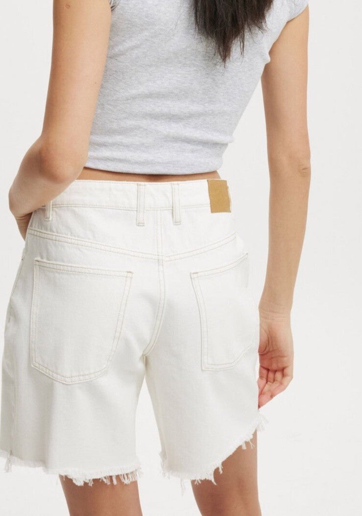 Cotton On Relaxed Denim Shorts Vintage White Worn Size 16