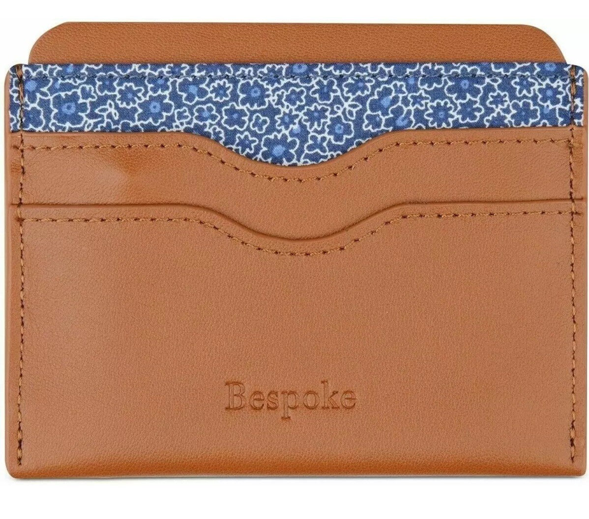 Tan Jacquard Designer Bespoke Unisex Pebble Leather Card Case Wallet