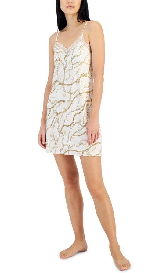 I.n.c. International Concepts Women's Stretch Satin Chemise Celia Chain, Medium