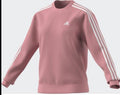 adidas Women's 3-Stripe Cotton Fleece Crewneck Sweatshirt S Pink Spark