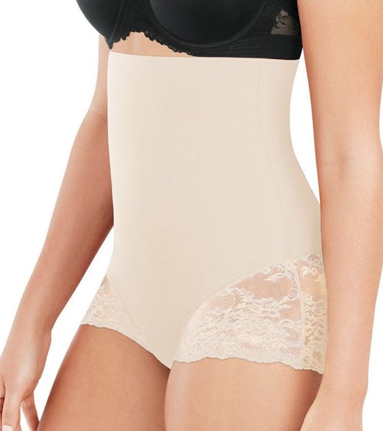 MAIDENFORM Women's Tame Your Tummy High Waist Lace Brief DMS704 Beige Size XL