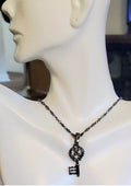 South Hill Designs Key Pendant Necklace Bead Chain Lobster Closure Black 28" New