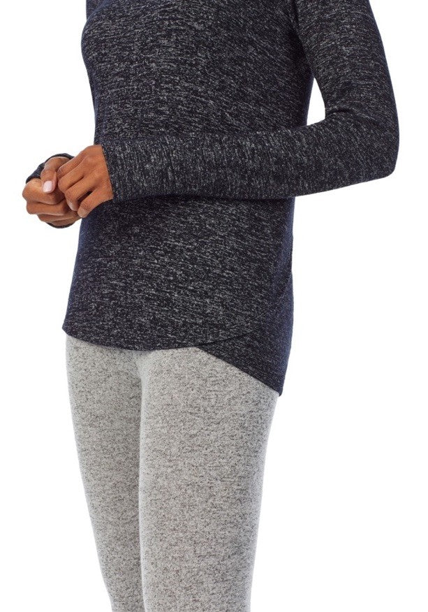 Cuddl Duds SoftKnit Long-Sleeve Tunic Hoodie Heather Charcoal L