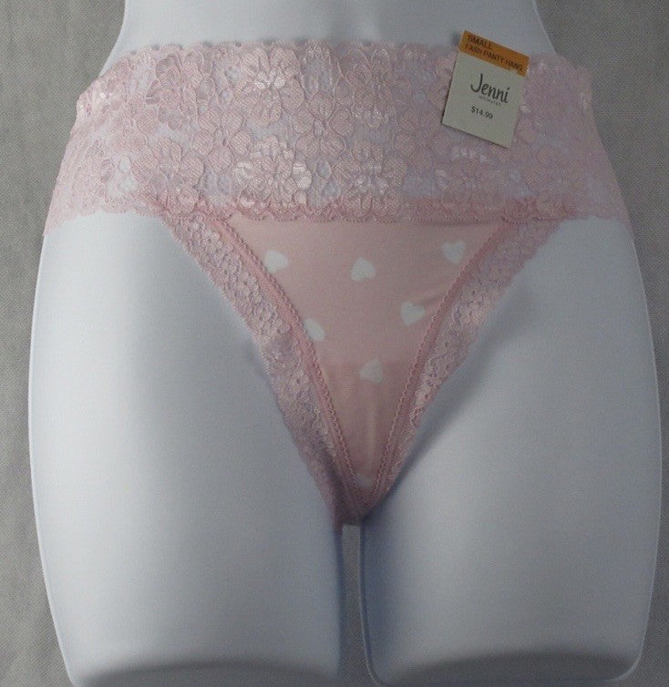 Jenni Women's Lace-Trim Thong Underwear Tossed Hearts XXXL