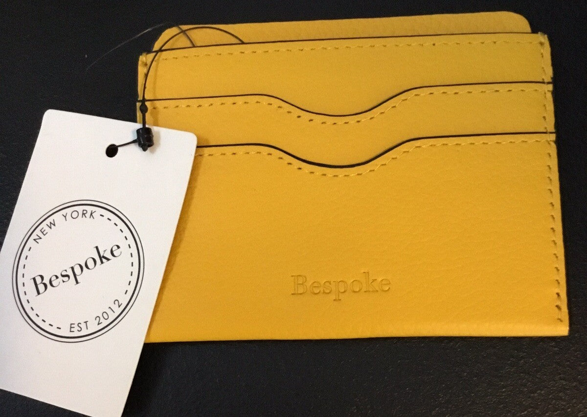 Bespoke Men's Yellow Pebble Leather Card Case Cardholder