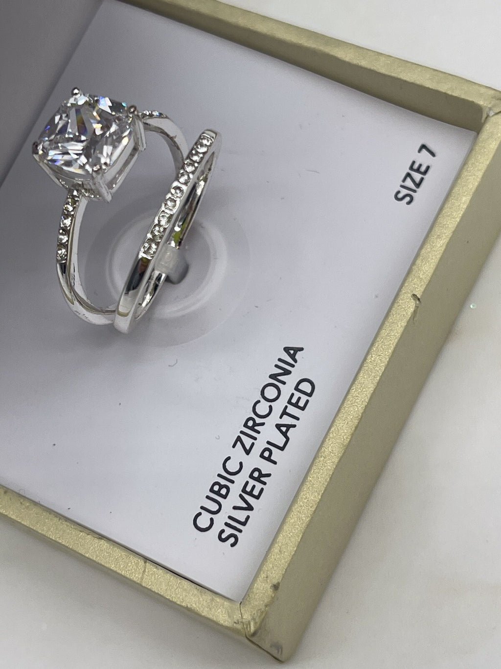 Charter Club rhodium plated silver tone cubic zirconia wedding ring set