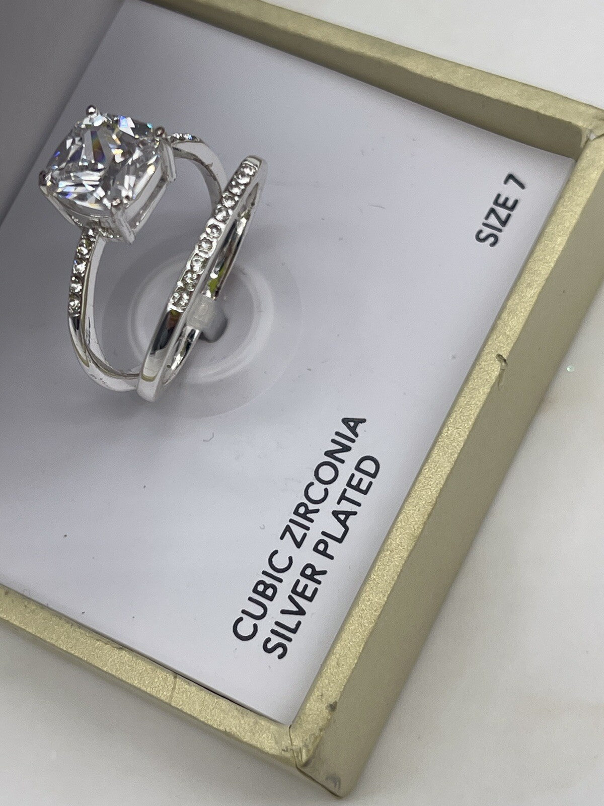 Charter Club rhodium plated silver tone cubic zirconia wedding ring set