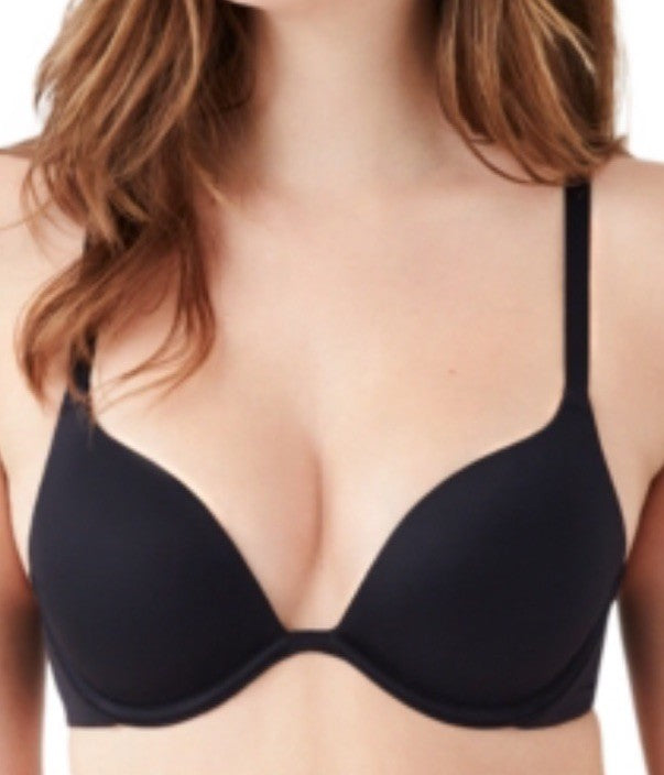 WACOAL BRA-SZ 32C-BLACK- UNDERWIRE-PUSH UP-LIGHT  PADDING-2 HOOKS-SMOOTH CUPS