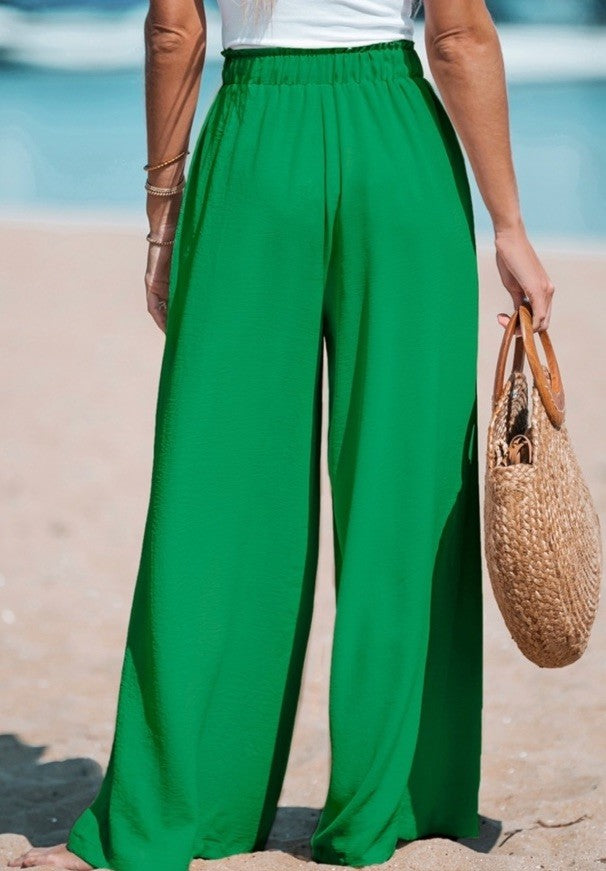 Cupshe Women's Summer Lovin Drawstring Wide-Leg Pants Green L