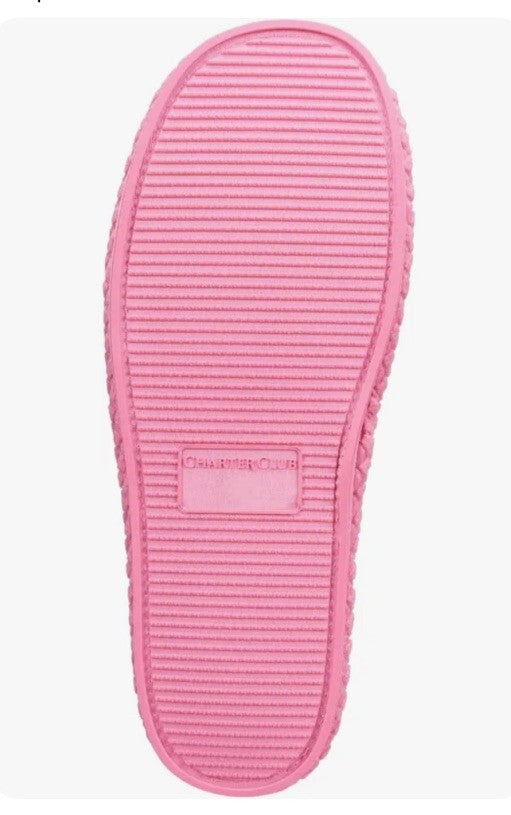 CHARTER CLUB terry bow open toe womens slide slippers Memory Foam XL 11-12 Pink