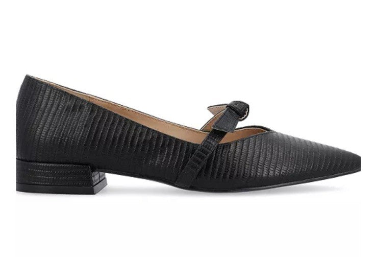 Journee Collection Women's Cait Bow Mary Jane Pointed Toe Flats - Black, 7M