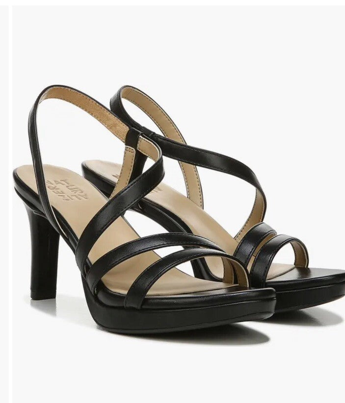 Naturalizer Womens Brenta  Slip On Platforms Strappy Sandals Shoes black 8M