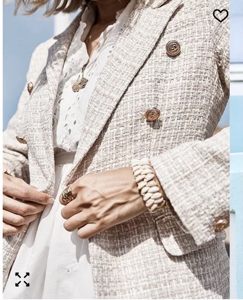 Belle & Bloom Princess Polina Textured Weave Blazer S Beige 