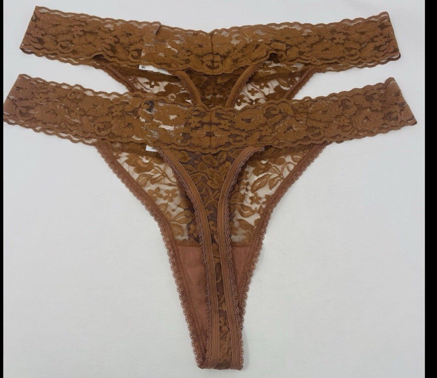 I.N.C. International Concepts Lace Thong Underwear Lingerie XXL Carbon Brownie 