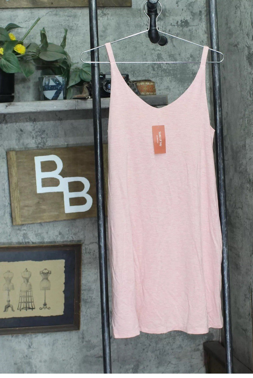 State of Day Women's Fluid Knit Solid Tank Chemise Blush  Size XS