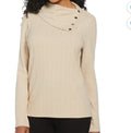 Rafaella Women's Long Sleeve Top with Rivet Neck Trim Size L