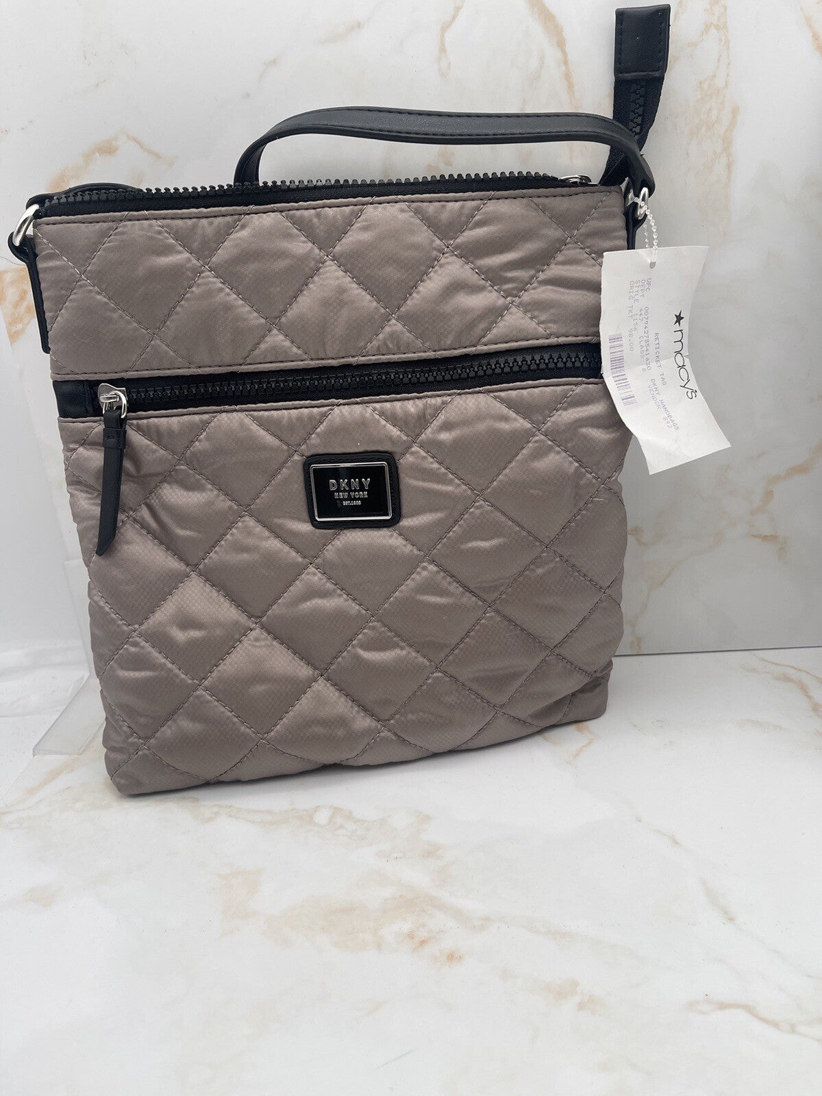 DKNY Maya Quilted Crossbody Brown And Black 