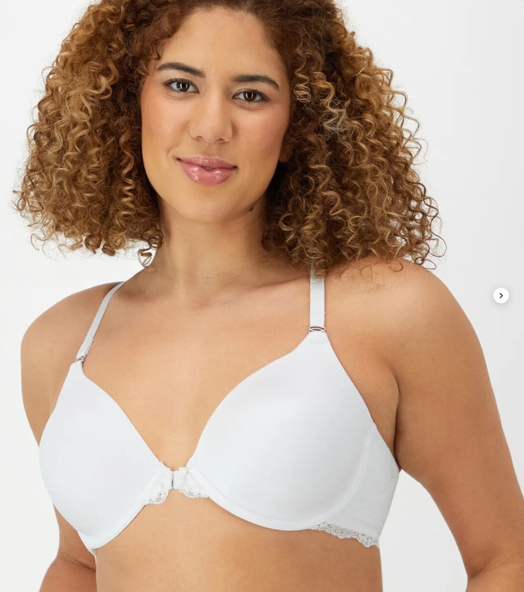 Maidenform Racerback Fab Fit Lace Trim Smoothing Underwire Bra NWT White 38B