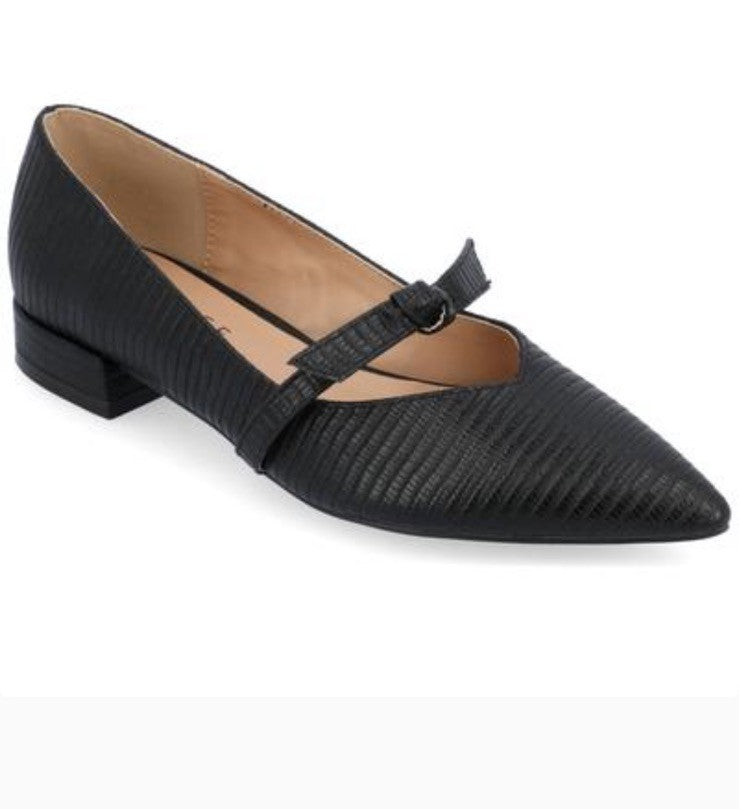 Journee Collection Women's Cait Bow Mary Jane Pointed Toe Flats - Black, 7M