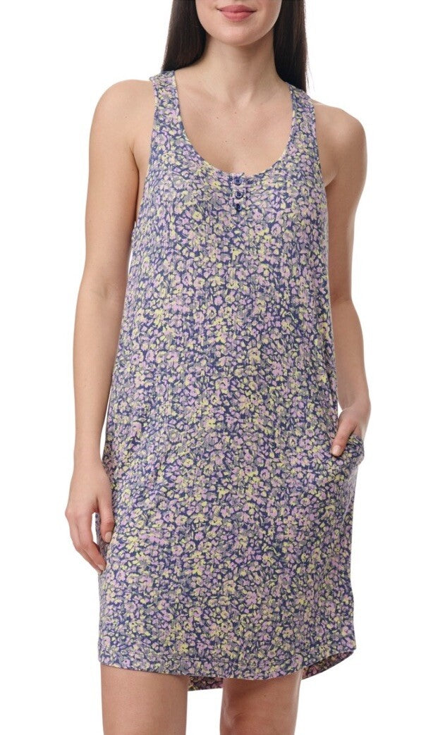 Splendid Women's Sleeveless Racerback Tank Nightgown M Floral 