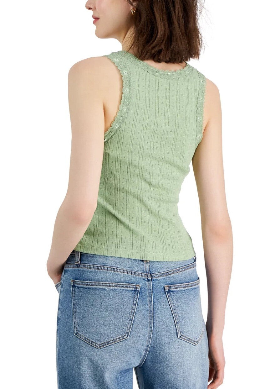  Self Esteem Self-Esteem Juniors' Sun Kissed Lace-Trim Tank Top M