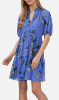 CECE Womens Ruffled Tiered Shift Dress Tropic Night M