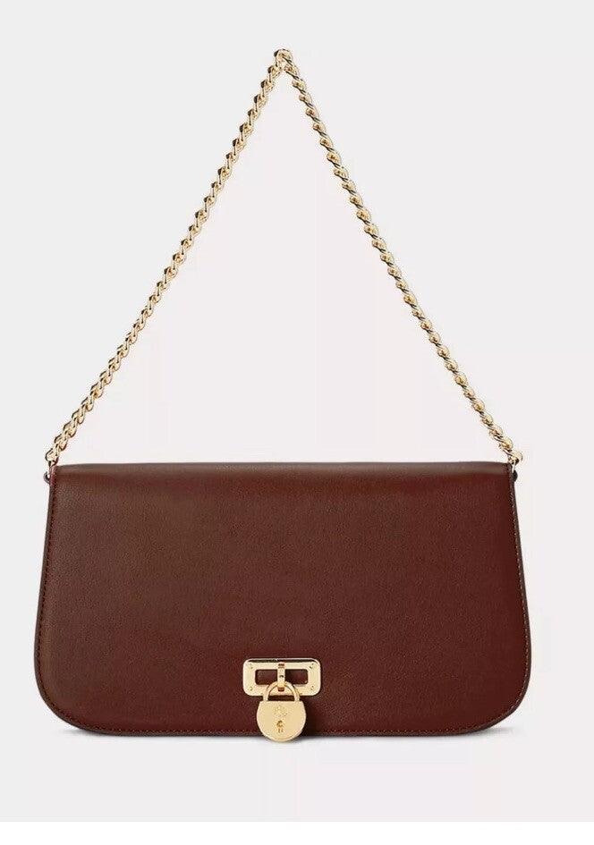 NEW Lauren Ralph Lauren Leather Medium Tanner Shoulder Brown $325