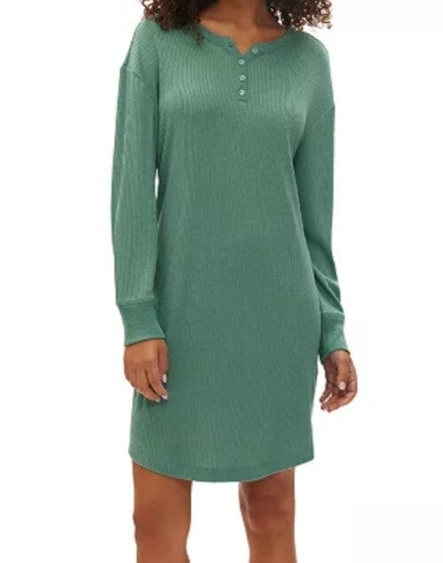 Gap GapBody Women's Henley Dorm Long-Sleeve Sleepshirt - Boggy Green, M
