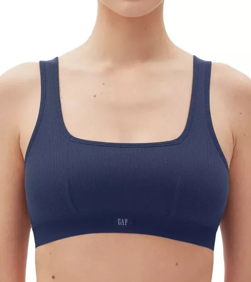 Gap GapBody Women's Ribbed Logo Comfort Racerback Bra True Navy Size  Large 