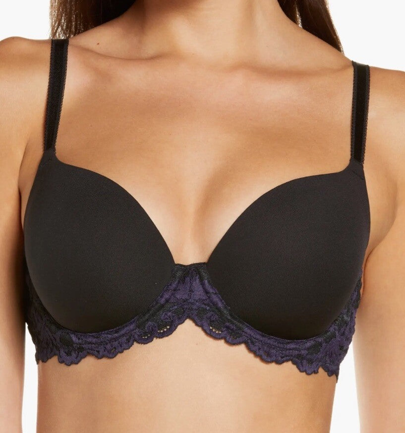 Instant Icon T-Shirt Bra Wacoal 853322 Black And Purple 32D
