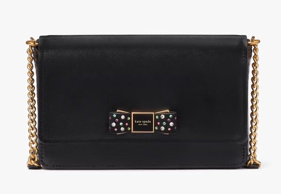Kate Spade Morgan Bow Bedazzled Flap Chain Wallet Crossbody