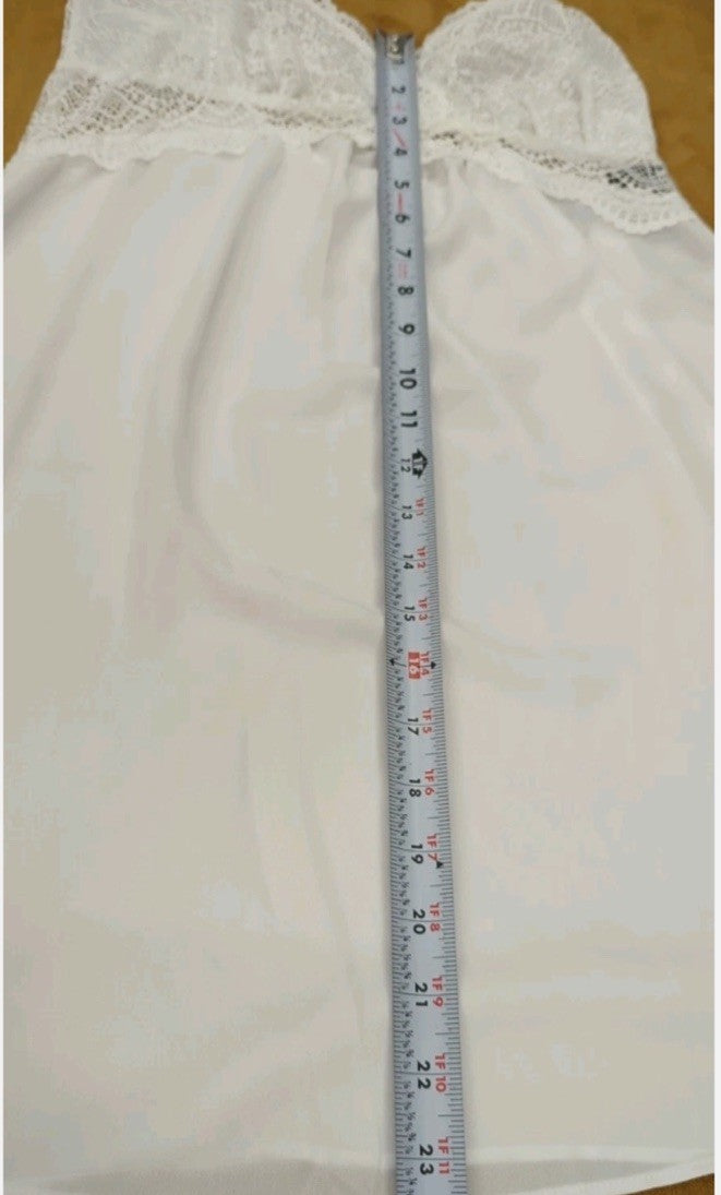 NWD INC Lace & Chiffon Nightgown Lingerie White M