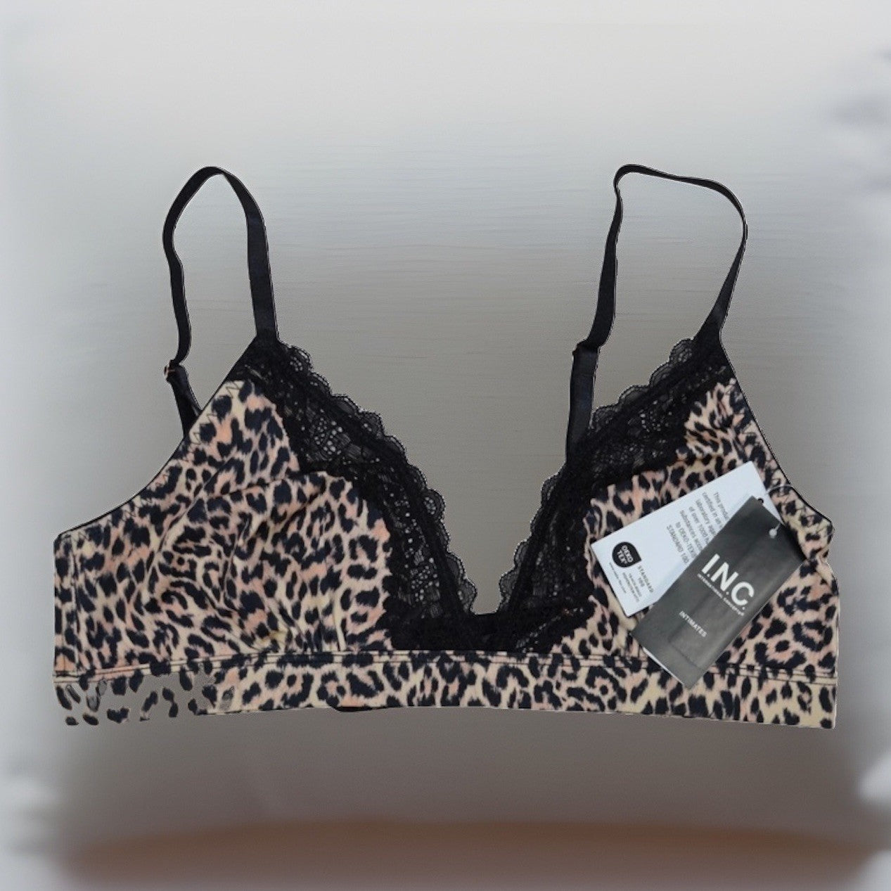 I.n.c. International Concepts Women's Satin Micro Cheetah-Print Bralette XLarge