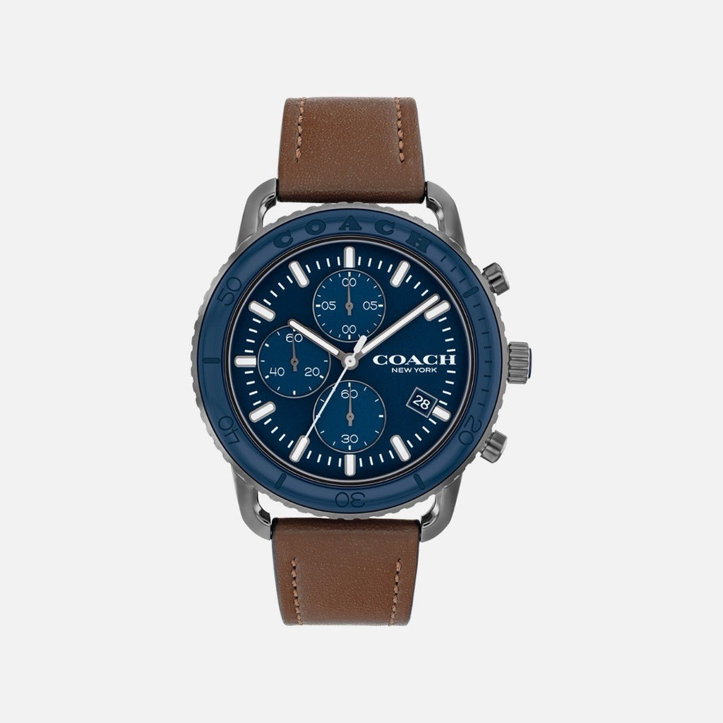 NEW Coach Mens Cruiser Black Dial Saddle Leather Band Chronograph Watch 14602612