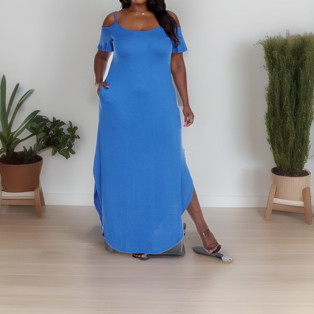 White Mark Plus Size Lexi Maxi Dress Royal Blue 1XL