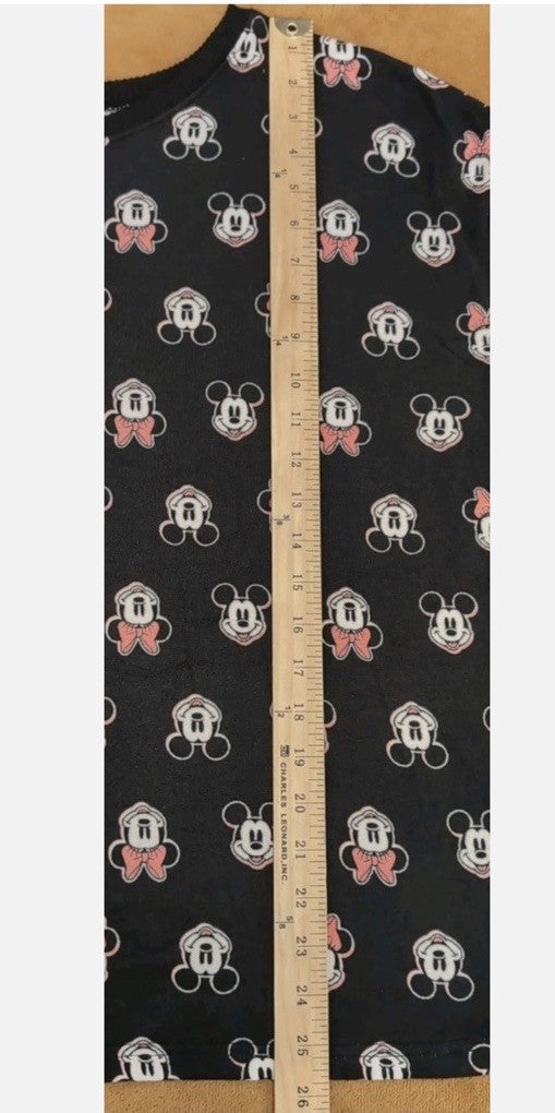 Disney Women's Mickey & Minnie Mouse Sleep Top - Black Print-XL