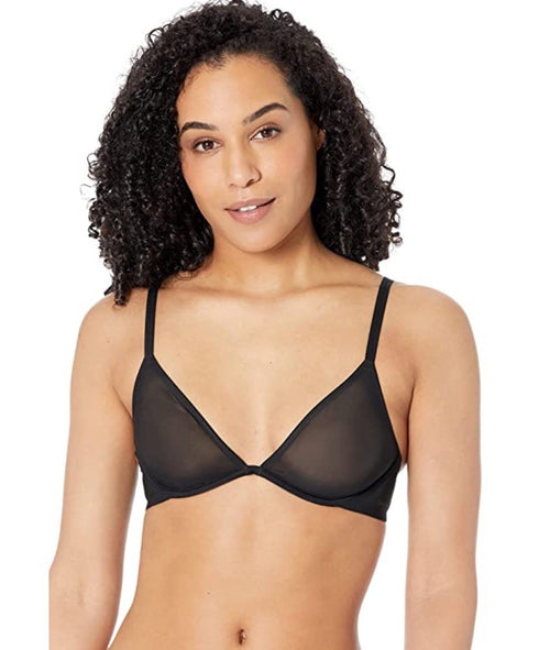 Calvin Klein Women's Sheer Marquisette Unlined Plunge Bra QF6727 Black 34B