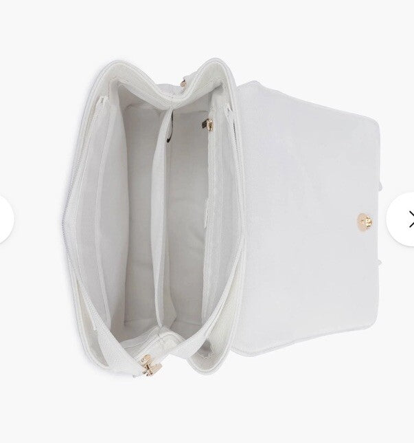 EVA DOUBLE BOW VEGAN SATCHEL CROSSBODY BAG WHITE 