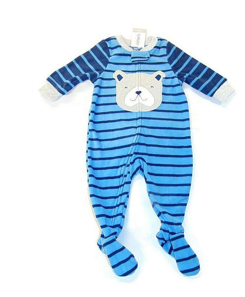 Carter's Baby Boy's Bulldog Puppy Striped Blue Pajama Sleeper, Size 24 Months