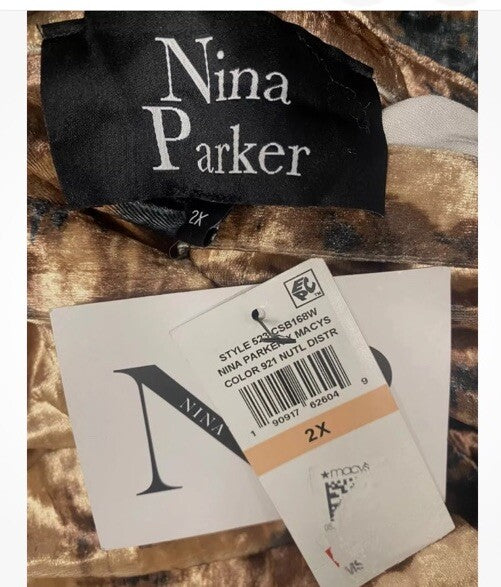 NINA PARKER Women Brown Trendy Velvet Oversized Shirt Plus Size 2X