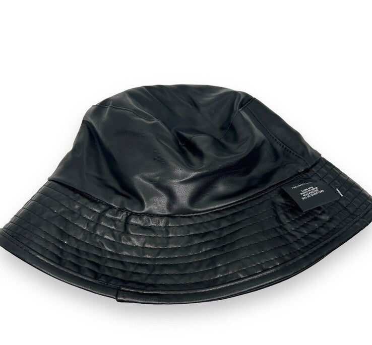 Steve Madden Bucket Hat Reversible Gray Plaid Faux Leather