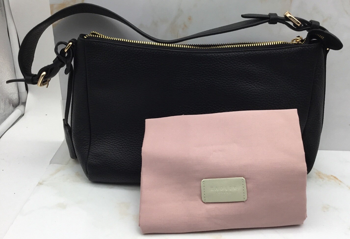 $258. Radley London Women's Leather Dukes Place Shoulder Bag Black Gold