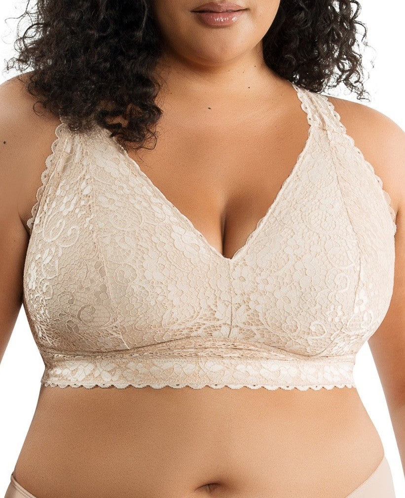 PARFAIT Plus Size Adriana Wire-Free Lace Bralette 38E Color Bare 