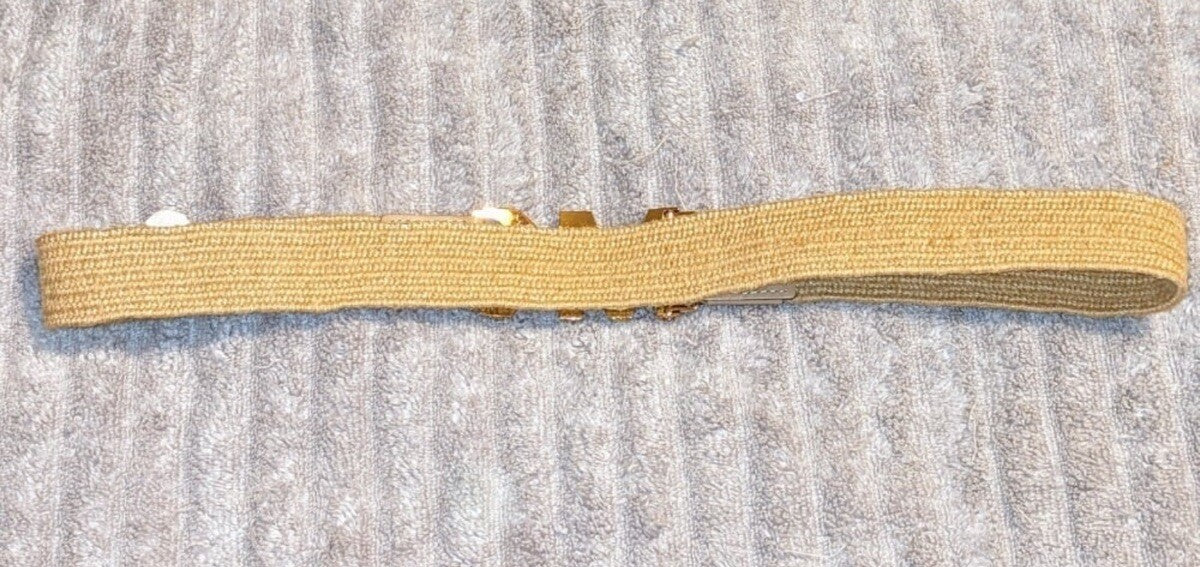 Michael Kors Straw Belt MK Logo Buckle Tan Beige Women's Accessory 
