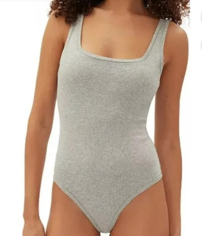 Gap bodysuit Thong GapBody Grey Comfort Cotton Ribbed Gray Size XS