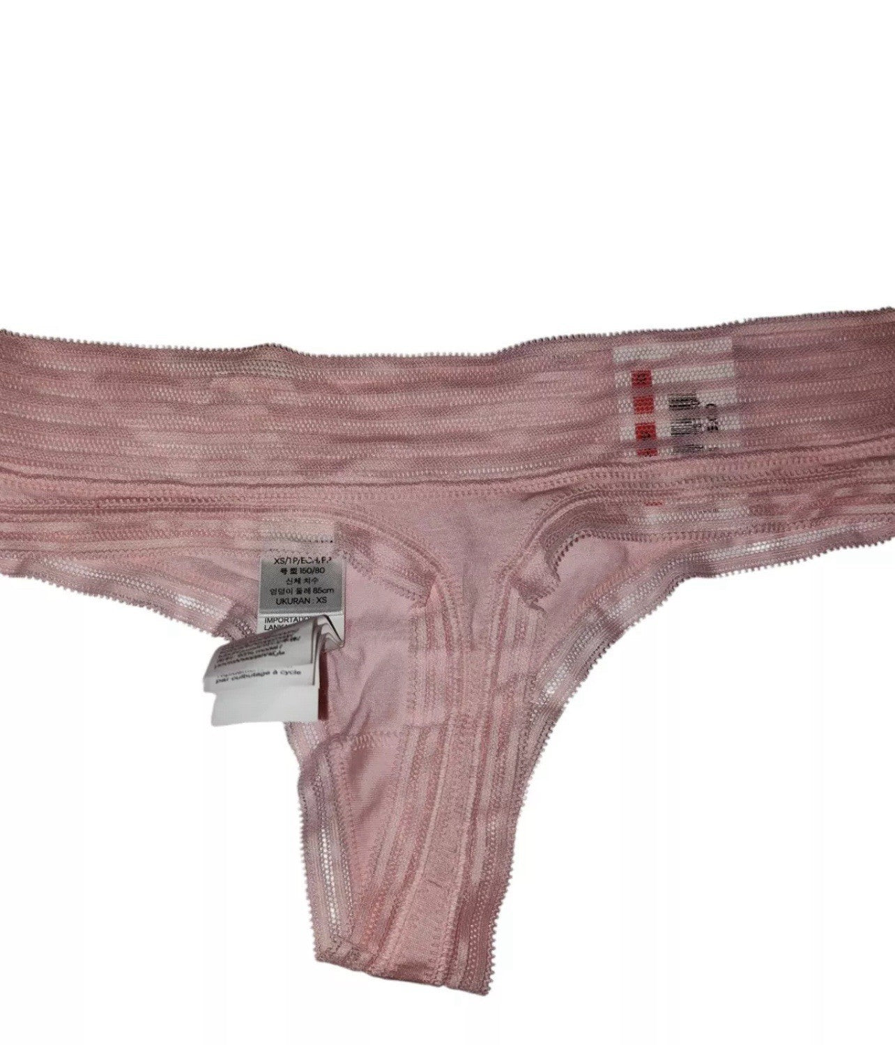 Calvin Klein Womens Striped Waist Thong Underwear Pink  Modal QD3670 XSmall 