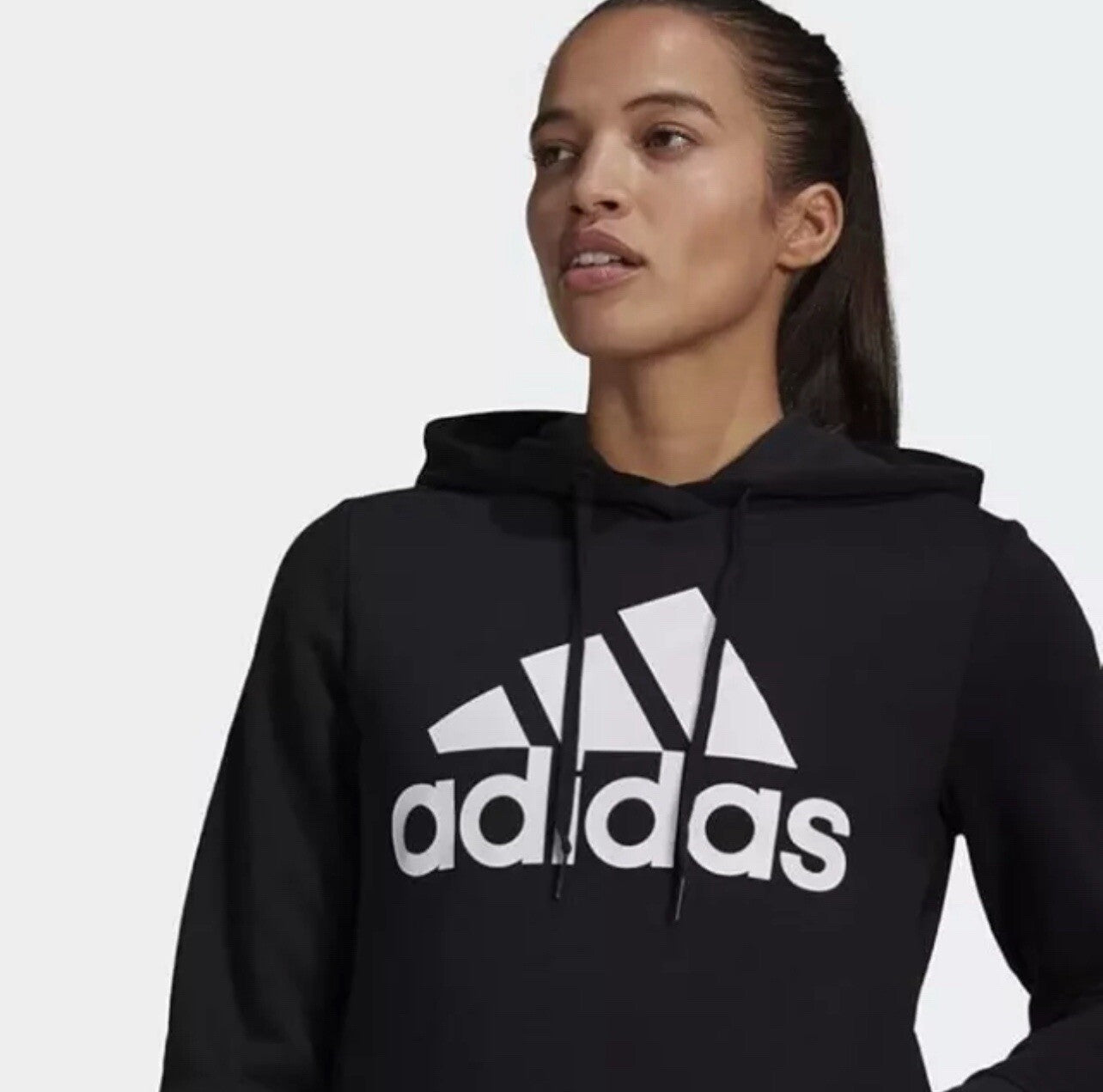 NEW Women's Adidas Essentials Black Logo Fleece Hoodie Size M MSRP $50.00