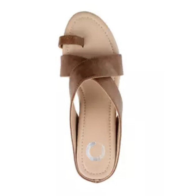 Journee Collection Womens Rayna Brown Wedge Sandals 7 1/2