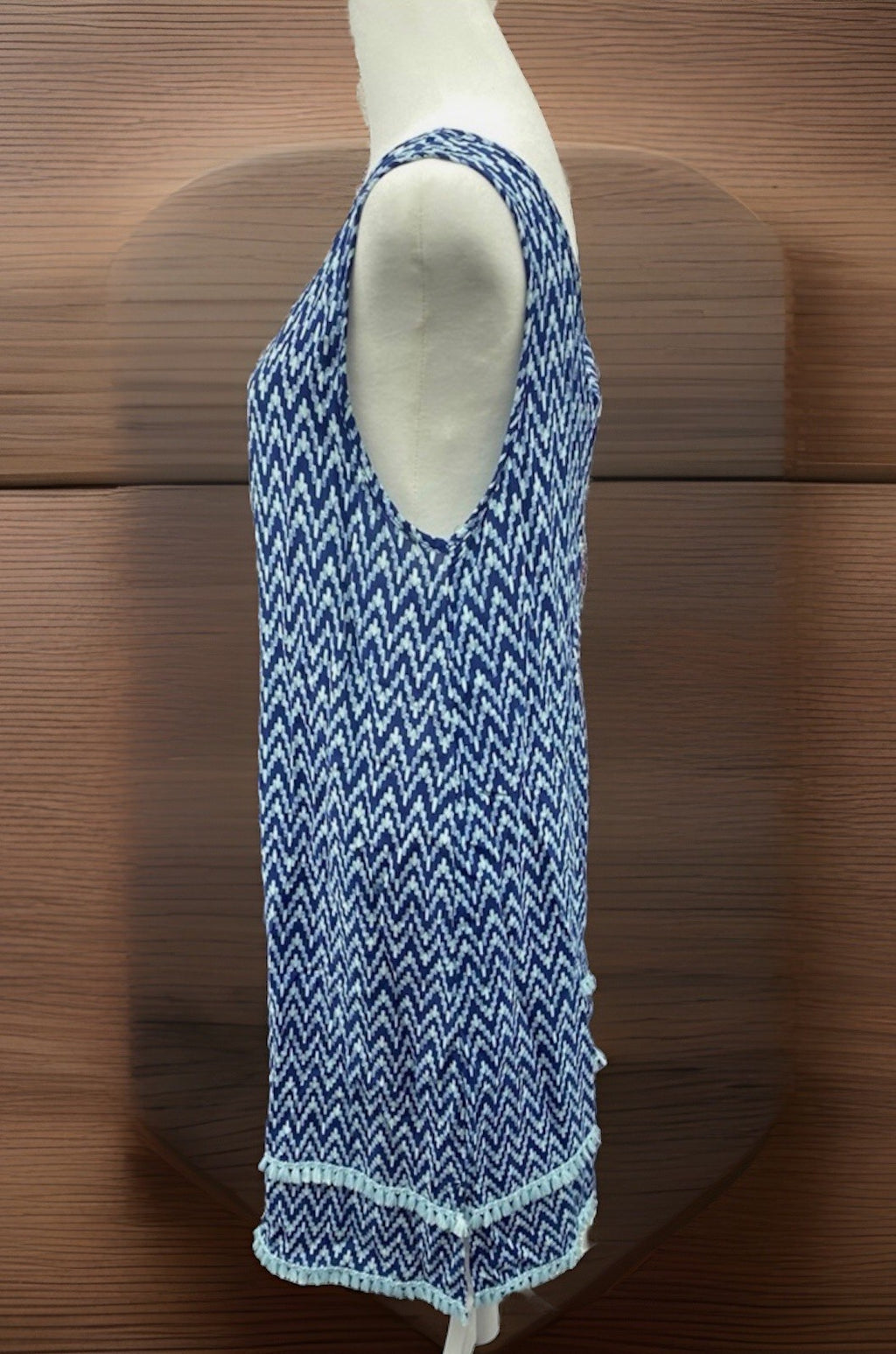 Roudelain Women's Printed Tassel-Trim Tank Nightgown - Slash Geo Size S